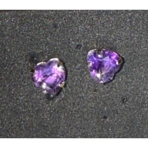 Heart Shape Amethyst Earrings 14K Beautiful Color .5g Total. May cause diarrhea